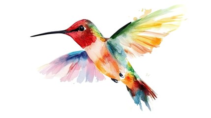 hummingbird watercolor isolated on white background