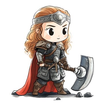 recommend clip art: Cute Cartoon Warrior Woman with Axe.