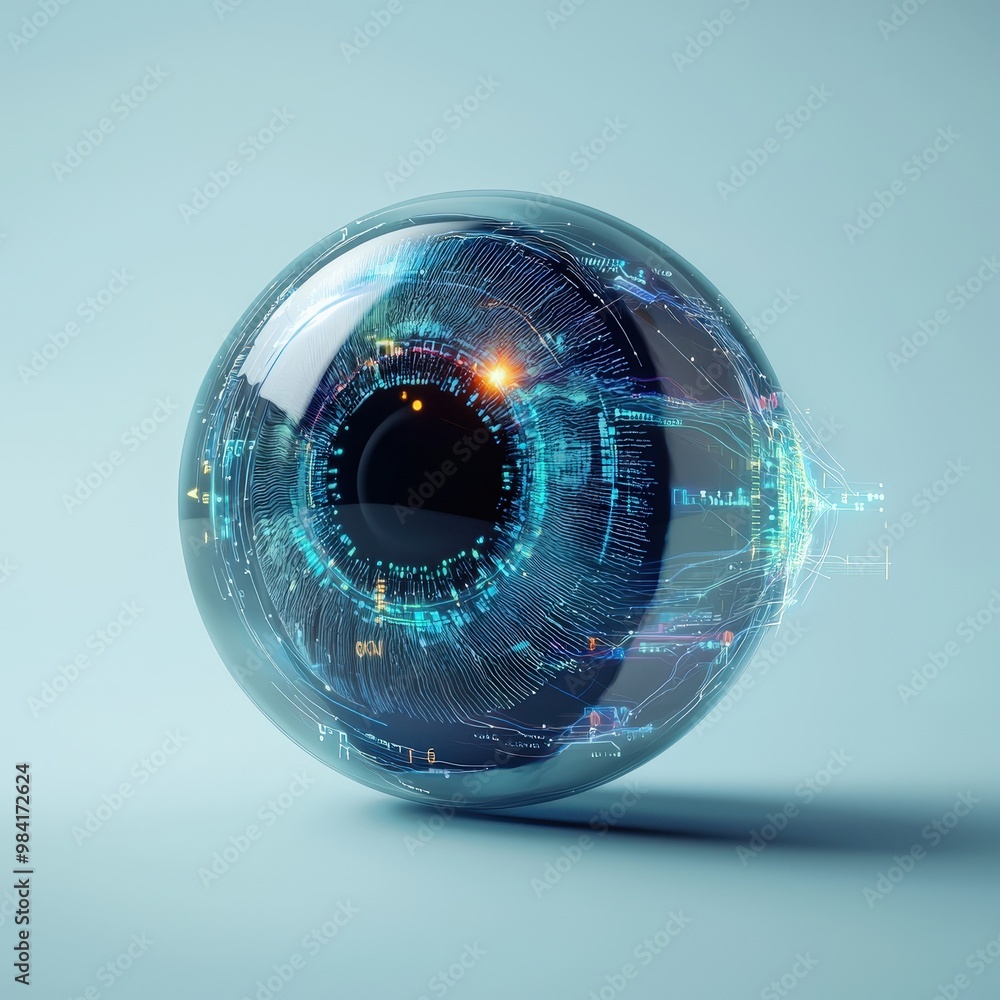 Poster a smart contact lens displaying real-time health data directly to the user eye.