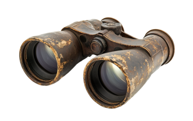 Military binoculars isolated on white or transparent background