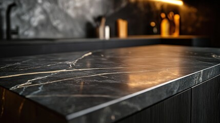 Obraz premium polished black stone surface with soft light reflections, evoking a sense of elegance and sophistication