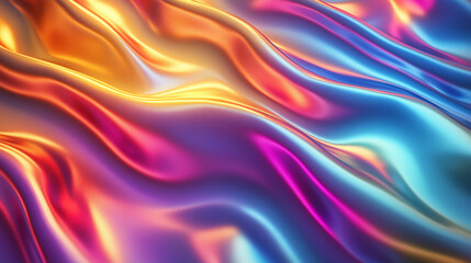 Fototapeta premium Vibrant Abstract Satin Fabric with Flowing Gradient Hues