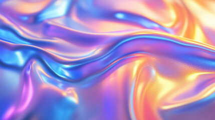 Obraz premium Iridescent Satin Fabric with Multicolor Gradient Waves