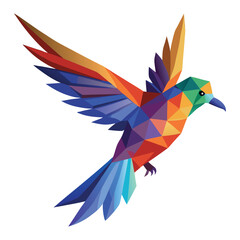 Obraz premium Low poly colorful bird flying on white background
