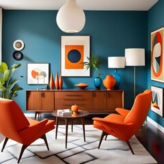 mid century modern room with furniture