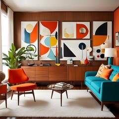 mid century modern room with furniture