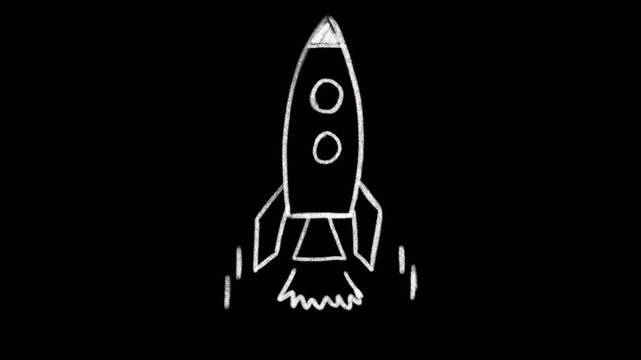 Set of animated space doodle elements. Video clip with alpha channel.