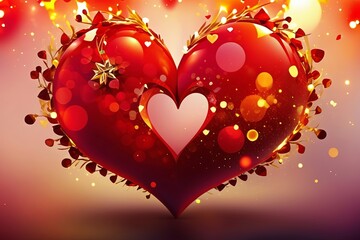 An abstract Christmas red heart. Made with generative AI technology