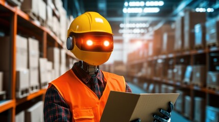 Innovative Robotic Systems Streamlining Real-Time Inventory Updates in Warehouse, Showcasing RPA's Vital Role in Inventory Control and Logistics Visualization