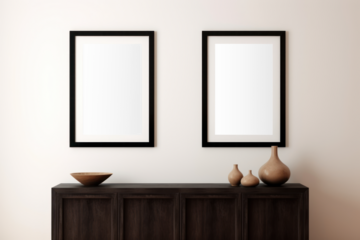 PNG black photo frame mockups, transparent design
