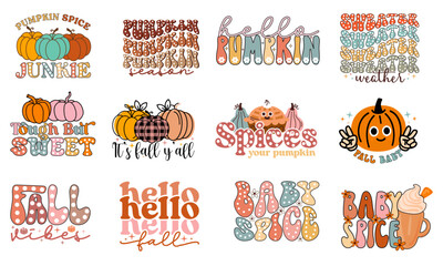 Fototapeta premium Fall sublimation t-shirt design bundles, funny Thanksgiving designs