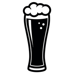 Minimalist vector illustration of a tall beer glass filled with frothy beer