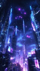 Obraz premium A stunning panoramic view of a futuristic cityscape showcasing a high-tech metropolis