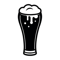 Minimalist vector illustration of a tall beer glass filled with frothy beer
