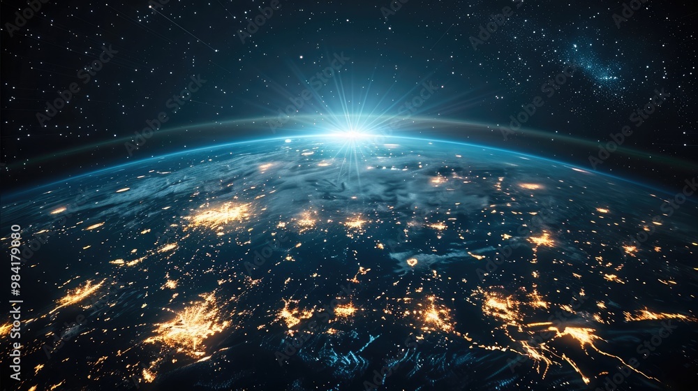 Leinwandbilder the earth is surrounded by a network grid. internet coverage on earth, space technology. generative 