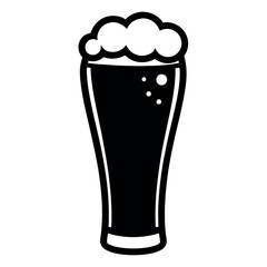 Minimalist vector illustration of a tall beer glass filled with frothy beer