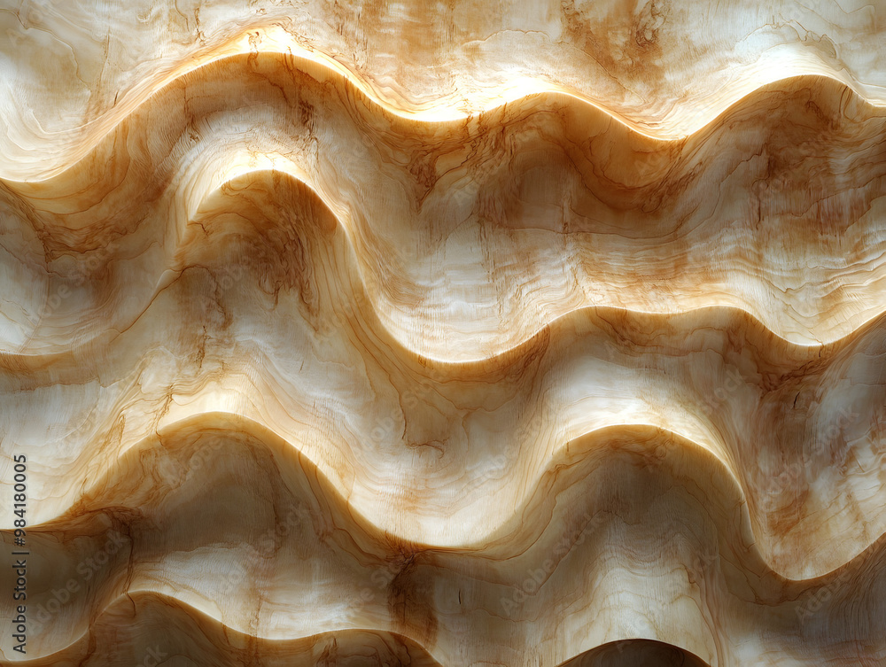 Aufkleber elegant abstract wavy pattern in warm tones, showcasing a smooth and textured surface for design and