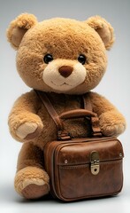 Obraz premium a teddy bear holding a suitcase. 