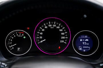 car​ instrument panel, car​ speed motor of​ night, car​ dashboard​ modern​ automobile...