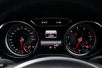 car​ instrument panel, car​ speed motor of​ night, car​ dashboard​ modern​ automobile...