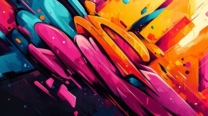 Abstract Digital Artwork with Vibrant Colors and Geometric Shapes