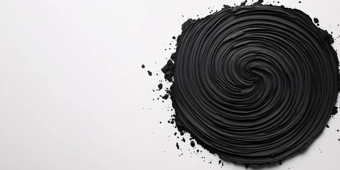 Fototapeta premium Black Swirl of Thick Paint on a White Background