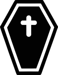Obraz premium Black Coffin with Cross Halloween Icon