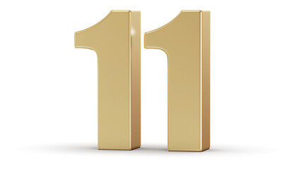 Golden 3D Number 11