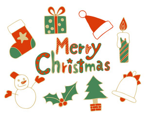 メリークリスマスの可愛いイラストセット・カラー