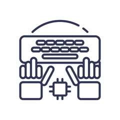 Illustration of robotic hands typing on a keyboard, symbolizing automation in data entry and processing.