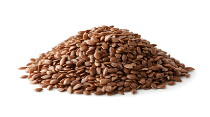 Flax seeds pile isolated on white