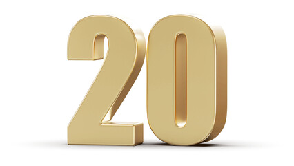 Golden 3D Number 20