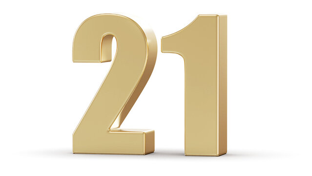 Golden 3D Number 21