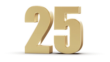 Golden 3D Number 25