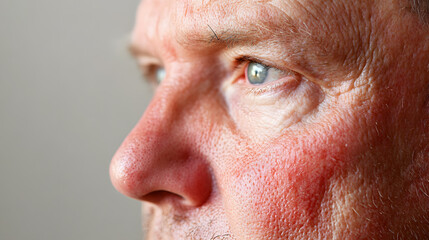 Obraz premium Close up face of elderly man with wrinkled and problem skin. Dermatology concept