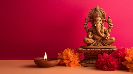 Shri Ganesha is the embodiment of wisdom and prosperity. Beautiful background of Hindu festival Diwali