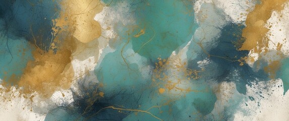 Abstract textured background. Blue, green, golden, white. Grunge header