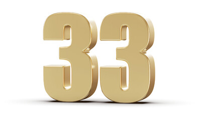 Golden 3D Number 33