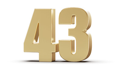 Golden 3D Number 43