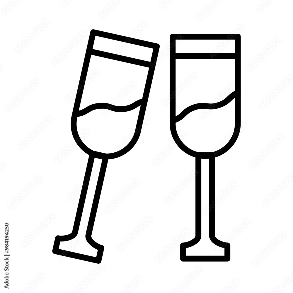 Canvas Prints champagne glasses line icon