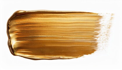 brass color oil brush stroke on white background