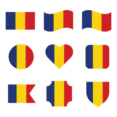 Romania country flag collections isolated on white. National flags. Vector set icons