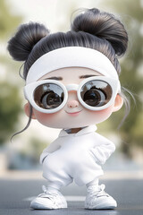Fototapeta premium 3D animated cute character wearing oversized sunglasses and casual clothing in a playful confident pose with a cartoonish and trendy design