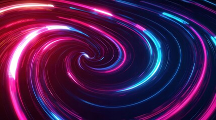 Naklejka premium Dynamic Swirl of Vibrant Neon Light Beams Curving in Mesmerizing Motion