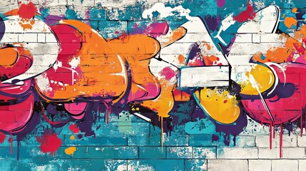 Colorful Graffiti Art on a Brick Wall