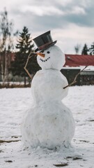 Cheerful Snowman in a Winter Wonderland