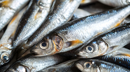 Obraz premium Raw fresh herring on crushed ice 