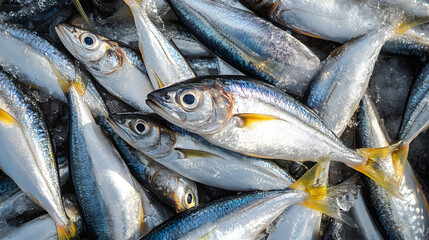 Obraz premium Raw fresh herring on crushed ice 