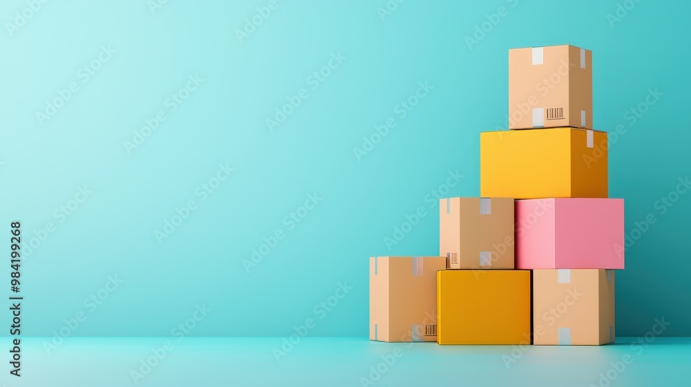 Poster a flow of products returning to their origin, symbolizing reverse logistics.