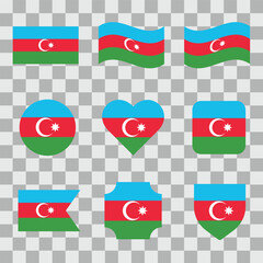 Azerbaijan icon set. National symbol isolated on transparent background. Vector illustration.